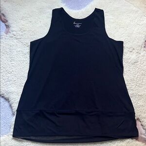 Lane Bryant racer back black tank top with sheer trim EUC